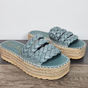 Beach by Matisse Sandals Size 6 Braided Platform Espadrille Pacific Blue-Green